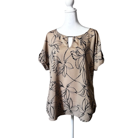 Calvin Klein Tops - Calvin Klein Tan Floral Blouse